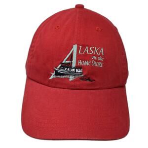 Alaska On The Home Shore Strapback Baseball Cap Red One Size Adjustable Sweda